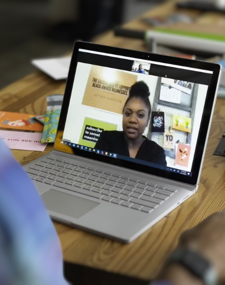 Woman looking at a screen